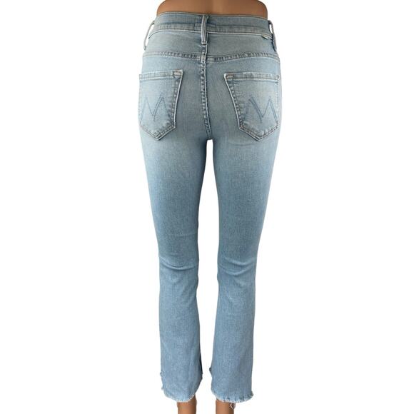 Mother Women's Blue Mid Rise Frayed Raw Hem Straight Leg Denim Jeans Pants Sz 24 - Picture 3 of 4